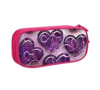 BNVSADC Fashional Purple Hearts Printed Pencil Case Large Pen Bag Cute Pencil Box Pouch Office School Stationery Organizer for Girls Boys, Pink