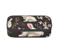 BNVSADC Festival Bunny Floral Printed Pencil Case Cute Pencil Box Bag Pen Pouch Office School Stationery Organizer for School Travel Work