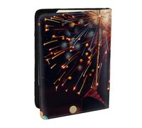 BNVSADC Fireworks at Night Printed Passport Holder Travel PU Leather Passport Cover Case Organiser for Men Women, 6.5 inch