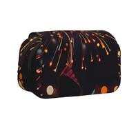 BNVSADC Fireworks at Night Printed Print Flip Top Double Layer Pencil Case - Large Capacity School Supplies Organizer for Students, Kids, Teens, Artists, Travel & Office Use