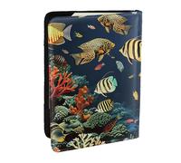 BNVSADC Fish Pattern Printed Passport Holder Travel PU Leather Passport Cover Case Organiser for Men Women, 6.5 inch
