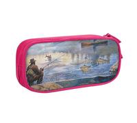 BNVSADC Fishing Lake Fishermen Printed Pencil Case Large Pen Bag Cute Pencil Box Pouch Office School Stationery Organizer for Girls Boys, Pink