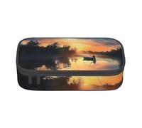 BNVSADC Fishing Scenic Printed Pencil Case Cute Pencil Box Bag Pen Pouch Office School Stationery Organizer for School Travel Work