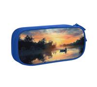 BNVSADC Fishing Scenic Printed Pencil Case Large Pen Bag Cute Pencil Box Pouch Office School Stationery Organizer for Girls Boys, Blue