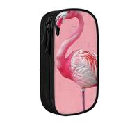 BNVSADC Flamingo 1 Printed Pencil Case for Girls Boys, Large Capacity Pencil Pouch Cute Pencil Box Adult Makeup Bag with 2 Compartments, Black