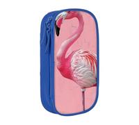 BNVSADC Flamingo 1 Printed Pencil Case for Girls Boys, Large Capacity Pencil Pouch Cute Pencil Box Adult Makeup Bag with 2 Compartments, Blue