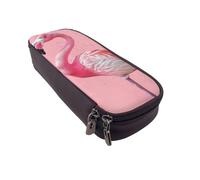 BNVSADC Flamingo 1 Printed PU Leather Flip Pencil Case, Cute Pencil Box Pen Bag Stationery Organizer Makeup Bag for School Office Travel