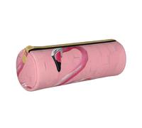 BNVSADC Flamingo 1 Printed Round Pencil Case Leather Pencil Pouch Cute Stationery Pencil Pen Bag for School Office Travel