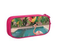 BNVSADC Flamingo and Swimming Pool Printed Pencil Case Large Pen Bag Cute Pencil Box Pouch Office School Stationery Organizer for Girls Boys, Pink