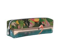 BNVSADC Flamingo and Swimming Pool Printed Pencil Case Leather Pencil Pouch Cute Stationery Pencil Pen Bag with Zipper for School Office Travel