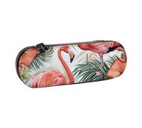 BNVSADC Flamingo Flowers Printed Leather Pencil Pen Case & Makeup Bag - Stylish Hard Shell Pencil Bag Stationery Organizer Pouch for School Office Travel