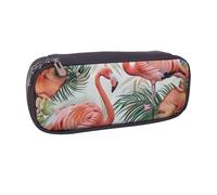 BNVSADC Flamingo Flowers Printed Leather Pencil Pen Case & Makeup Bag - Stylish Pencil Bag Stationery Organizer Pouch for School Office Travel