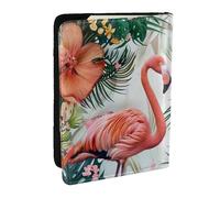BNVSADC Flamingo Flowers Printed Passport Holder Travel PU Leather Passport Cover Case Organiser for Men Women, 6.5 inch