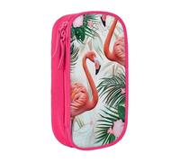 BNVSADC Flamingo Flowers Printed Pencil Case for Girls Boys, Large Capacity Pencil Pouch Cute Pencil Box Adult Makeup Bag with 2 Compartments, Pink