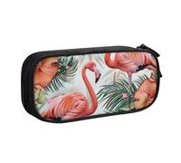BNVSADC Flamingo Flowers Printed Pencil Case Large Pen Bag Cute Pencil Box Pouch Office School Stationery Organizer for Girls Boys, Black