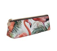BNVSADC Flamingo Flowers Printed Triangle Pencil Case Leather Pencil Pouch Cute Stationery Pencil Pen Bag for School Office Travel