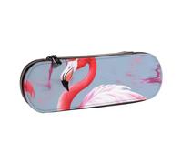 BNVSADC Flamingo Printed Leather Pencil Pen Case & Makeup Bag - Stylish Hard Shell Pencil Bag Stationery Organizer Pouch for School Office Travel