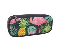 BNVSADC Flamingo Printed Leather Pencil Pen Case & Makeup Bag - Stylish Pencil Bag Stationery Organizer Pouch for School Office Travel