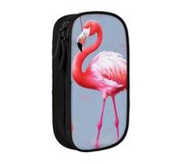 BNVSADC Flamingo Printed Pencil Case for Girls Boys, Large Capacity Pencil Pouch Cute Pencil Box Adult Makeup Bag with 2 Compartments, Black
