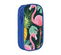 BNVSADC Flamingo Printed Pencil Case for Girls Boys, Large Capacity Pencil Pouch Cute Pencil Box Adult Makeup Bag with 2 Compartments, Blue