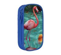 BNVSADC Flamingo Printed Pencil Case for Girls Boys, Large Capacity Pencil Pouch Cute Pencil Box Adult Makeup Bag with 2 Compartments, Blue