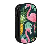 BNVSADC Flamingo Printed Pencil Case for Girls Boys, Large Capacity Pencil Pouch Cute Pencil Box Adult Makeup Bag with 2 Compartments, Black