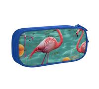 BNVSADC Flamingo Printed Pencil Case Large Pen Bag Cute Pencil Box Pouch Office School Stationery Organizer for Girls Boys, Blue