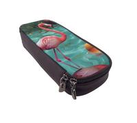 BNVSADC Flamingo Printed PU Leather Flip Pencil Case, Cute Pencil Box Pen Bag Stationery Organizer Makeup Bag for School Office Travel