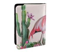BNVSADC Flamingo Succulent Plants Printed Passport Holder Travel PU Leather Passport Cover Case Organiser for Men Women, 6.5 inch