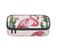 BNVSADC Flamingo Succulent Plants Printed Pencil Case Cute Pencil Box Bag Pen Pouch Office School Stationery Organizer for School Travel Work