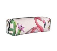 BNVSADC Flamingo Succulent Plants Printed Pencil Case Leather Pencil Pouch Cute Stationery Pencil Pen Bag with Zipper for School Office Travel