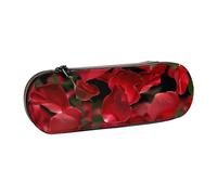 BNVSADC Floating red Rose Petals Printed Leather Pencil Pen Case & Makeup Bag - Stylish Hard Shell Pencil Bag Stationery Organizer Pouch for School Office Travel
