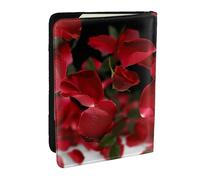 BNVSADC Floating red Rose Petals Printed Passport Holder Travel PU Leather Passport Cover Case Organiser for Men Women, 6.5 inch