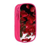 BNVSADC Floating red Rose Petals Printed Pencil Case for Girls Boys, Large Capacity Pencil Pouch Cute Pencil Box Adult Makeup Bag with 2 Compartments, Pink