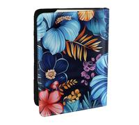 BNVSADC Floral Blue Printed Passport Holder Travel PU Leather Passport Cover Case Organiser for Men Women, 6.5 inch