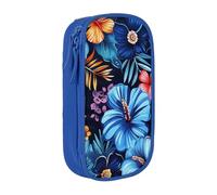 BNVSADC Floral Blue Printed Pencil Case for Girls Boys, Large Capacity Pencil Pouch Cute Pencil Box Adult Makeup Bag with 2 Compartments, Blue