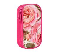 BNVSADC Floral Flower Rose Printed Pencil Case for Girls Boys, Large Capacity Pencil Pouch Cute Pencil Box Adult Makeup Bag with 2 Compartments, Pink