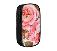 BNVSADC Floral Flower Rose Printed Pencil Case for Girls Boys, Large Capacity Pencil Pouch Cute Pencil Box Adult Makeup Bag with 2 Compartments, Black