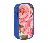 BNVSADC Floral Flower Rose Printed Pencil Case for Girls Boys, Large Capacity Pencil Pouch Cute Pencil Box Adult Makeup Bag with 2 Compartments, Blue
