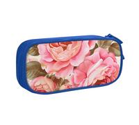 BNVSADC Floral Flower Rose Printed Pencil Case Large Pen Bag Cute Pencil Box Pouch Office School Stationery Organizer for Girls Boys, Blue