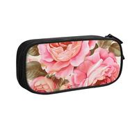 BNVSADC Floral Flower Rose Printed Pencil Case Large Pen Bag Cute Pencil Box Pouch Office School Stationery Organizer for Girls Boys, Black