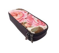 BNVSADC Floral Flower Rose Printed PU Leather Flip Pencil Case, Cute Pencil Box Pen Bag Stationery Organizer Makeup Bag for School Office Travel