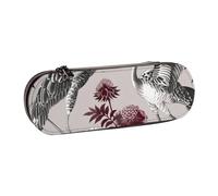 BNVSADC Floral Herbs Botanical Engraving Printed Leather Pencil Pen Case & Makeup Bag - Stylish Hard Shell Pencil Bag Stationery Organizer Pouch for School Office Travel