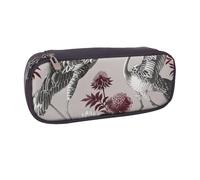 BNVSADC Floral Herbs Botanical Engraving Printed Leather Pencil Pen Case & Makeup Bag - Stylish Pencil Bag Stationery Organizer Pouch for School Office Travel