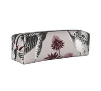 BNVSADC Floral Herbs Botanical Engraving Printed Pencil Case Leather Pencil Pouch Cute Stationery Pencil Pen Bag with Zipper for School Office Travel