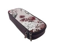 BNVSADC Floral Herbs Botanical Engraving Printed PU Leather Flip Pencil Case, Cute Pencil Box Pen Bag Stationery Organizer Makeup Bag for School Office Travel