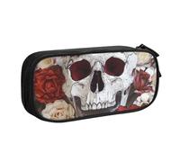 BNVSADC Floral Skull Printed Pencil Case Large Pen Bag Cute Pencil Box Pouch Office School Stationery Organizer for Girls Boys, Black