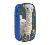 BNVSADC Flower Alpaca Printed Pencil Case for Girls Boys, Large Capacity Pencil Pouch Cute Pencil Box Adult Makeup Bag with 2 Compartments, Blue