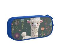 BNVSADC Flower Alpaca Printed Pencil Case Large Pen Bag Cute Pencil Box Pouch Office School Stationery Organizer for Girls Boys, Blue