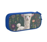 BNVSADC Flower Alpaca Printed Pencil Case Large Pen Bag Cute Pencil Box Pouch Office School Stationery Organizer for Girls Boys, Blue